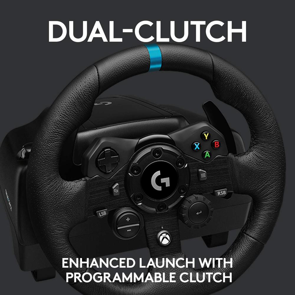 Logitech G 923 - Volante de carreras y pedales para Xbox X|S, Xbox One y PC  con TRUEFORCE, hasta 1000 Hz de respuesta de fuerza, pedal sensible