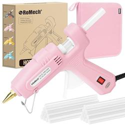ROMECH Full Size Hot Glue Gun with 60/100W Dual Power and 21 Hot Glue Sticks (7/16), Fast Preheating Heavy Duty Industrial Gluegun with Storage Case for Crafting, DIY and Repairs (Pink) - Color Pink