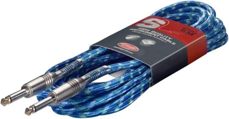 Cable Audio 1/4M M A 1/4M M 6Mts Para Instrumento Nylon Azul SgcgvtBlu