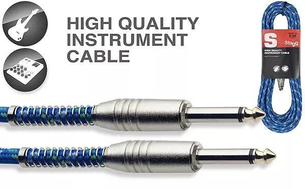 Cable Audio 1/4M M A 1/4M M 6Mts Para Instrumento Nylon Azul SgcgvtBlu