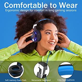  VersionTECH. G2000 - Auriculares para juegos para PS5, PS4, Xbox  One, micrófono con cancelación de ruido envolvente, auriculares sobre la  oreja con luces LED para Mac, laptop, Xbox Series X, S, 