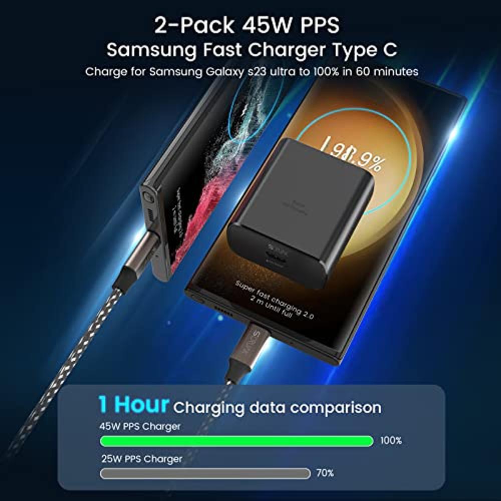 Cargador USB-C de Pared con Cable Carga Rapida 45W para Samsung Galaxy S23  Ultra
