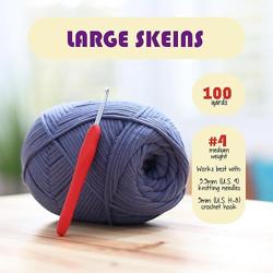 Soft Yarn for Crocheting – Crochet  Knitting Yarn, Beginner Yarn with Easy-to-See Stitches, 24 x 50g - 2400 Yards Amigurumi Yarn, Cotton-Nylon Blend Tshirt Yarn for Crocheting, Worsted Weight Yarn 4 - Color 24 Pack - Tamaño Cotton