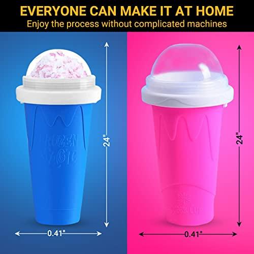 EJ1 Slushie Maker Magic Cup - Double Layer Squeeze Cup To Make Frozen Drinks, BPA Free, With Lids & Straws