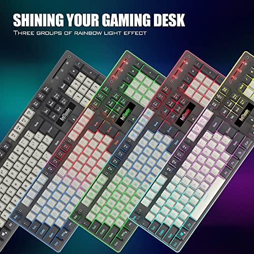 RedThunder K10 Wireless Gaming Keyboard Rechargeable 2.4G RGB Pink