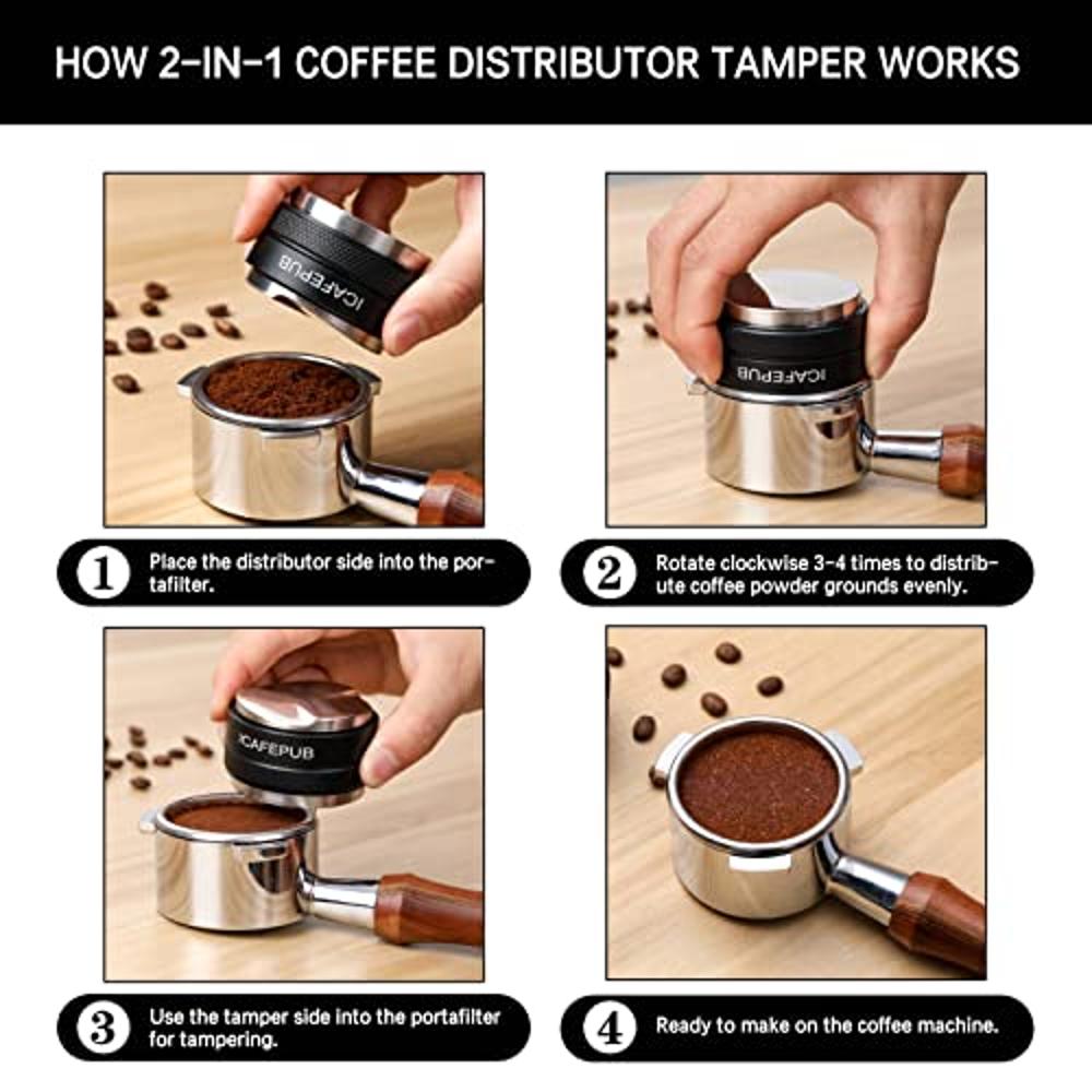 Distribuidor de café de 2.008 in, distribuidor de café espresso PUSEE y  nivelador de gravedad, herramienta de distribuidor profesional adaptable  para