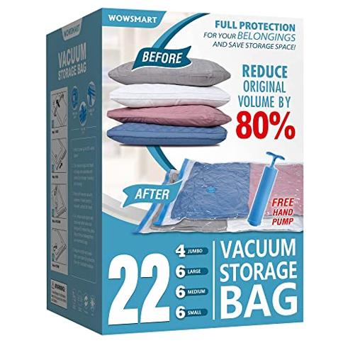 Vacuum Storage Bags, Space Saver Compression Bags with Travel Hand Pump  Travel Vacuum Storage Bags for Clothes Comforters Blankets Pillows WIth Jumbo  Large Medium Small And Pump Space Saver Bag 