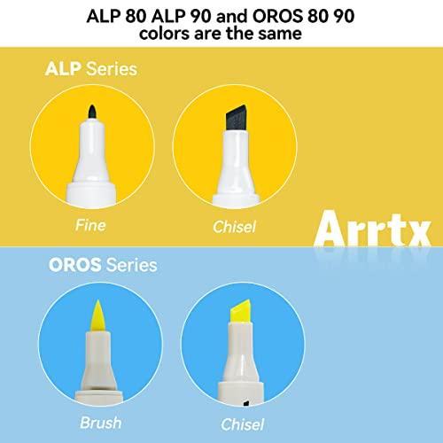 Arrtx OROS 80/90 Colors Alcohol Markers Brush Tip Sketching Marker