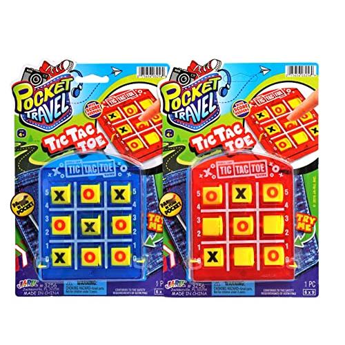 4 Pcs Travel Tic Tac Toe 2 x 2 x 0.4 Inch Mini Board Game Toys Portable Tic  Tac Game Toy Retro Mini Games for Kids Red Blue Purple Yellow Pocket Board