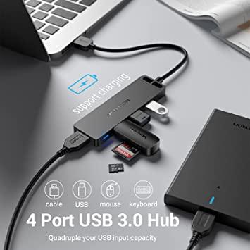 Concentrador USB 3.0, concentrador USB vienon de 4 puertos USB Splitter USB  expansor USB para laptop, Xbox, unidad flash, disco duro, consola