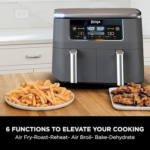 Ninja DZ201 Foodi 8 Quart 6in1 DualZone 2Basket Air Fryer with 2
