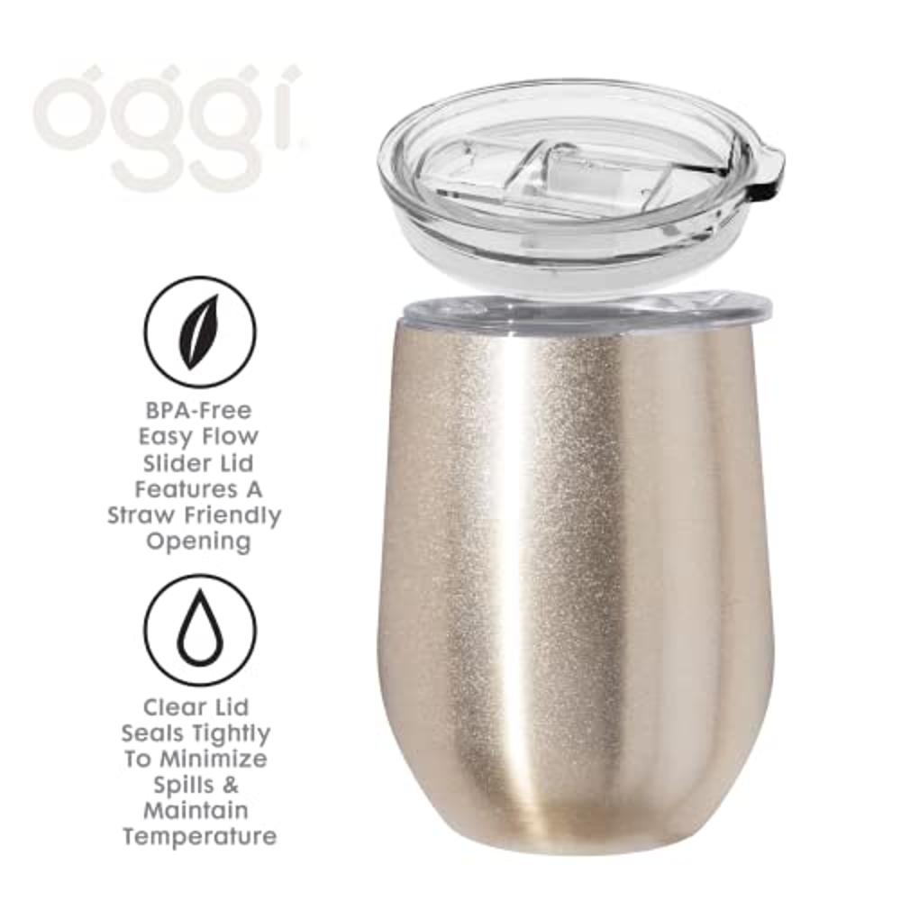 Oggi™ Cheers™ Stainless Steel Wine Tumbler with Clear Lid in Rose