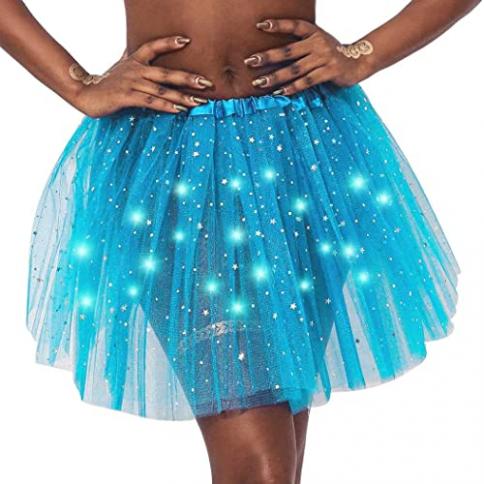 Disfraz de los años 50 para mujer, falda de tutú brillante con luz LED,  falda de