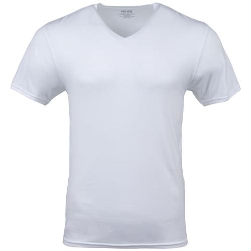 Gildan Mens VNeck TShirts, Multipack, Style G1103, White (6Pack