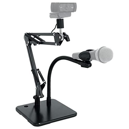 Soporte de micrófono para micrófono, brazo de tijera, 29.5 in  de alto, soporte de suspensión para micrófono USB profesional, soportes de  micrófono (color negro) : Instrumentos Musicales