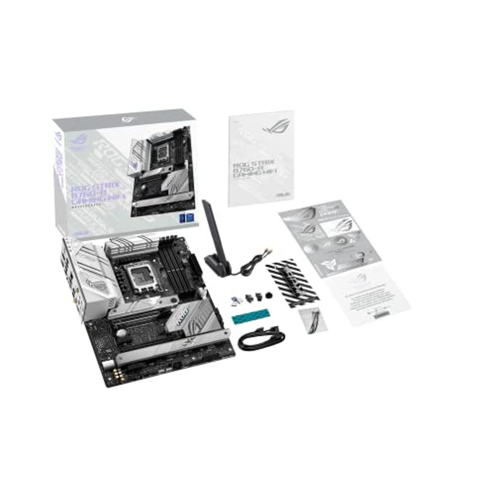 ASUS ROG Strix B760-A Gaming WiFi D4 Intel B760 (13th and 12th Gen) LGA  1700 white ATX motherboard, 12 + 1 power stages, DDR4, PCIe 5.0, three M.2  slots, WiFi 6E, USB