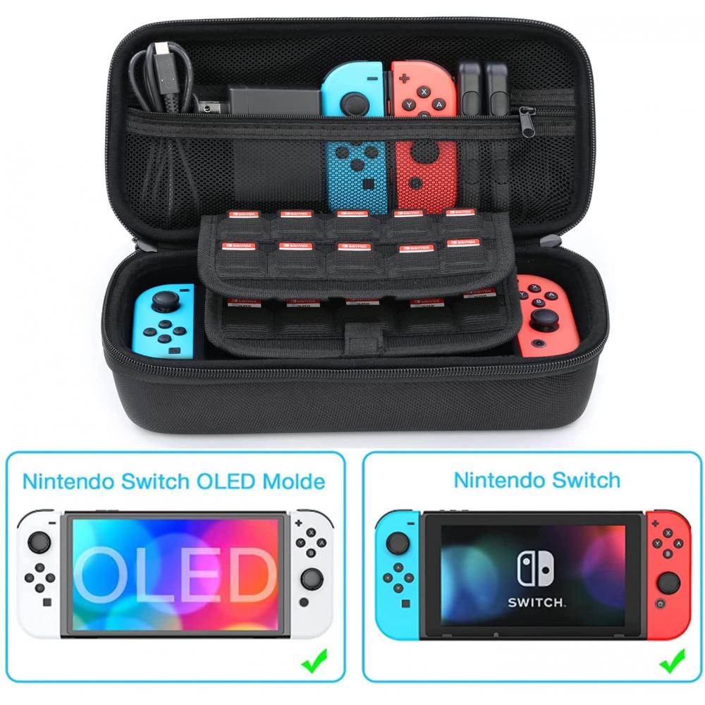 HEYSTOP Switch Case / Switch OLED Case Accesorios Compatible con Nintendo  Switch y OLED Model, Carry Case con Joycon Grip / PlayStand / Thumb Grips  Caps para Nintendo Switch y OLED Model
