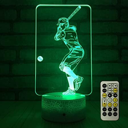 FlyonSea Luz de béisbol, lámpara de mesita de noche de béisbol