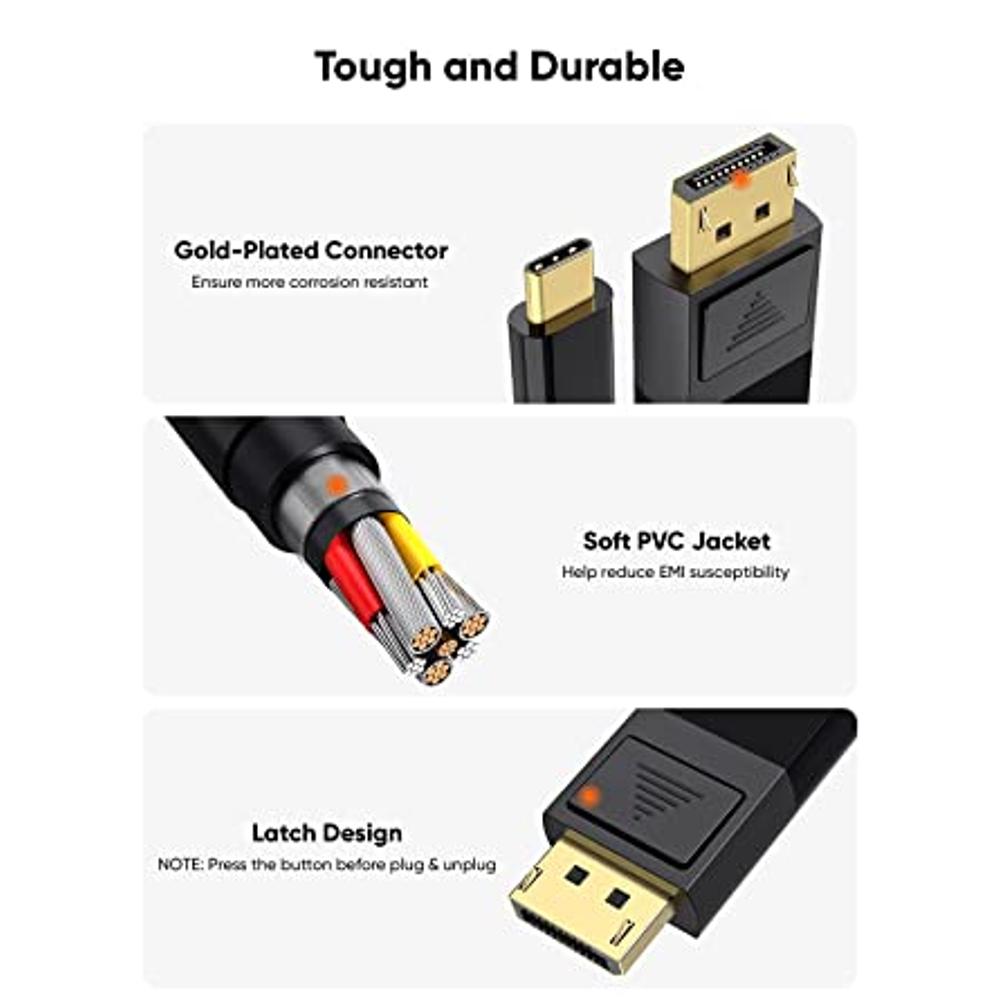 Cable Thunderbolt 3 USB C DP1.4 tipo c a displayport 1,4, 8K, 30hz, 4K,  144HZ, PVC, aleación de aluminio, para pantalla MacPro XDR