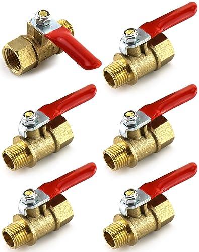 QWORK Ball Valve, 6 Pack 1/4 Heavy Duty Brass Ball Valve Shut Off