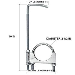 scottchen PRO 2.5 Universal Exhaust Clamp with Hanger, Heavy Duty Muffler Pipe Repair Bracket, 360° Adjustable Exhaust Hanger Insulator for Automotive Truck System, Zinc Plated (1 Pack) - Número de unidades 1 - Nombre de estilo 2.5in