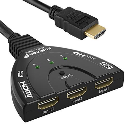 Fosmon Conmutador HDMI 4K de 3 puertos, conmutador 3x1 (conmutación  automática) compatible con Ultra HD, HDCP