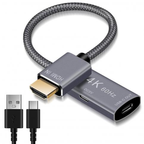 Basics USB-C 3.1 Male to HDMI Female Adapter (4K@60Hz), Gray, 1.69 x  1.45 x 0.43 inches