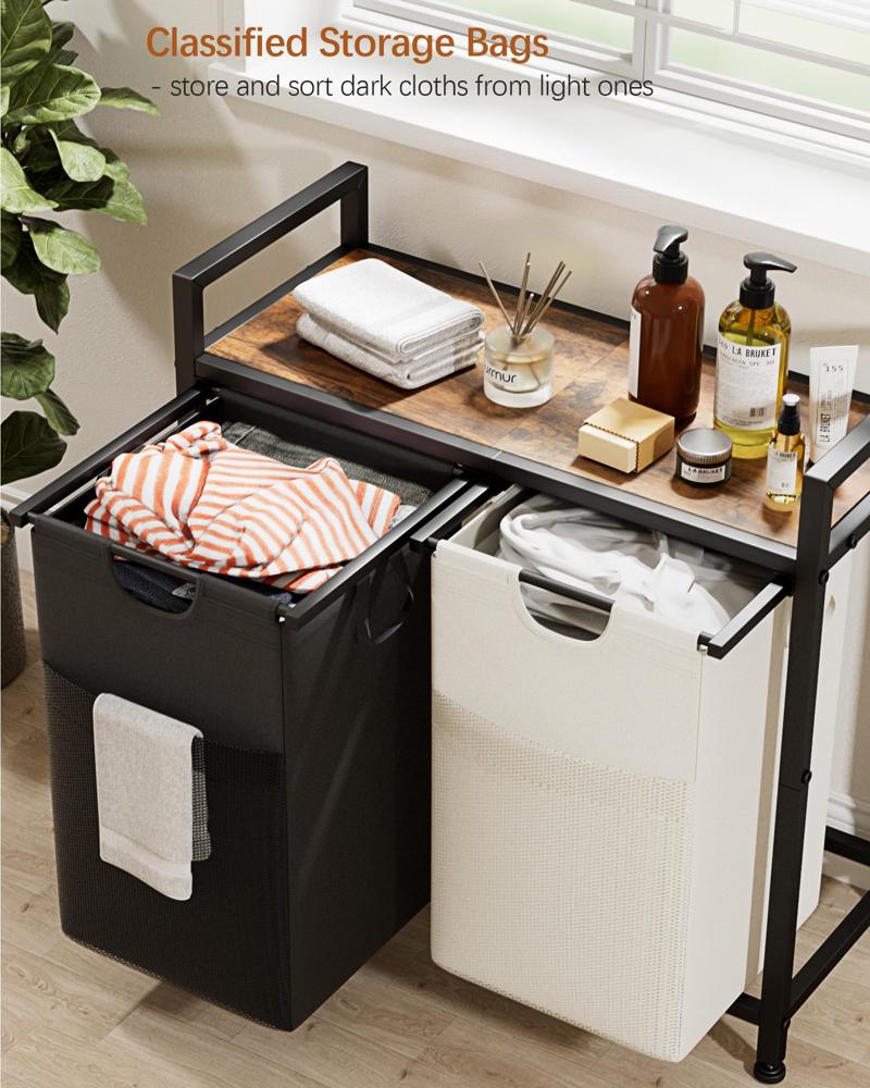 Lulive Double Laundry Hamper, Multifunctional Basket Organizer, 112L