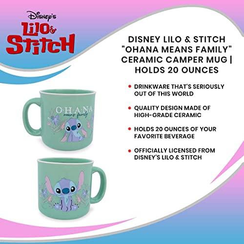 Disney Lilo & Stitch Ohana Means Family Ceramic Mug With Lid | Holds 18  Ounces