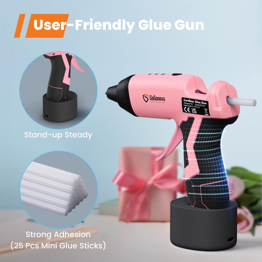 Cordless Rechargeable Hot Glue Gun with 25 Pcs Glue Sticks for