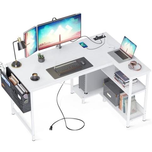 Escritorio esquinero, escritorio de esquina para computadora para espacio  pequeño, escritorio de esquina para dormitorio con estantes de