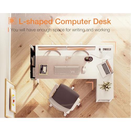  ODK Escritorio pequeño en forma de L de 40 pulgadas, escritorio  de esquina con estantes de almacenamiento reversibles y soporte de PC, mesa  de estudio moderna y simple con bolsa de