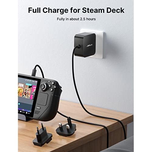 Cargador rápido para Steam Deck, adaptador de corriente plegable AOJAKI de  45 W PD con cable de carga USB C de 4.9 pies, accesorios para consola Steam