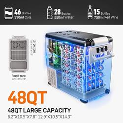 EUHOMY 12 Volt Refrigerator, 48QT(45L) Electric Cooler, 12V Fridge APP Control, 12V Cooler -4℉~68℉, Portable Freezer 12/24V DC 100-240V AC for Camping, Travel, Truck, Home - Tamaño 48QT