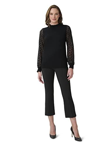 Adrianna Papell Womens Clip Diamond Sleeve Sweater, Black, M Precio