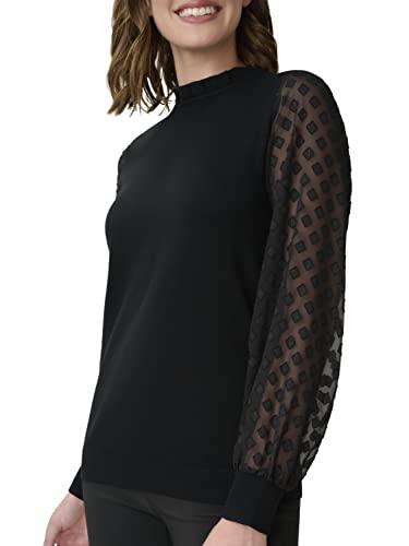 Adrianna Papell Women's Funnel Neck Sweater - Eleg Pullover With Sheer Sleeves & Pleated Detail - View #4