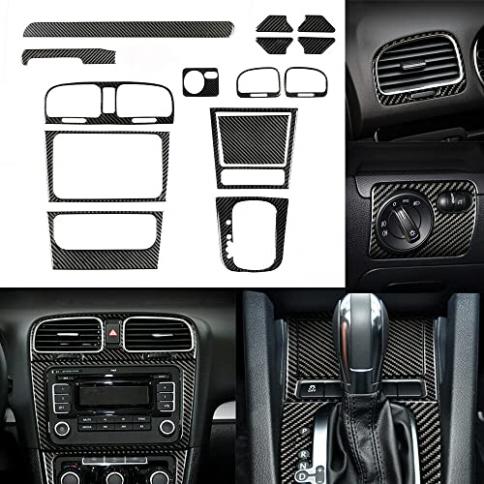 Accesorios para el interior del coche 15 piezas de cubierta interior  completa de fibra de carbono para Volkswagen Golf MK6 2008-2012. : Precio  Guatemala