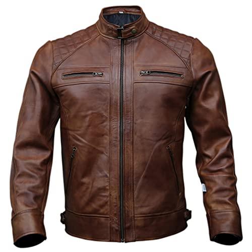  Chaqueta de cuero para motocicleta única para hombre, chaquetas  acolchadas de cuero para hombre, chaqueta de cuero marrón, Marrón, XS :  Ropa, Zapatos y Joyería