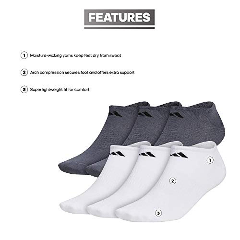  adidas Calcetines invisibles acolchados para hombre (3 pares),  Negro/Blanco/Gris Onix : Ropa, Zapatos y Joyería