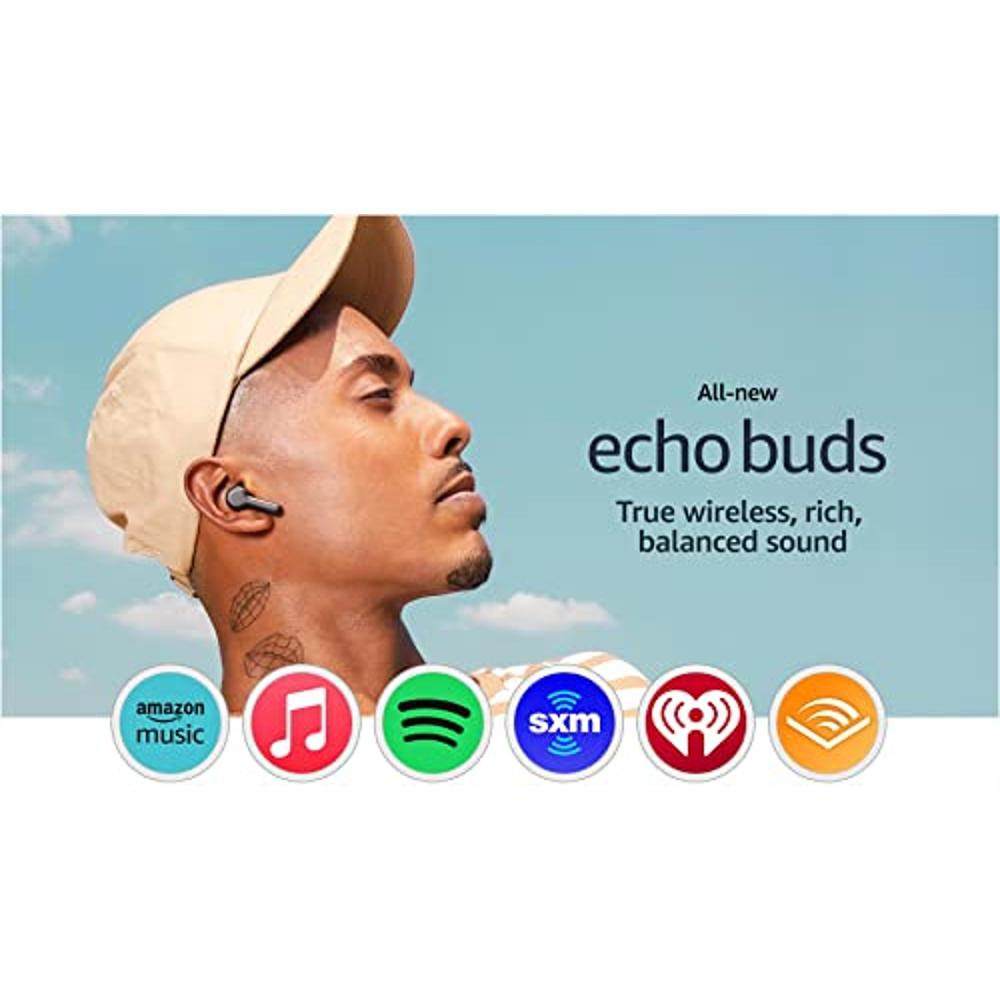 All-new Echo Buds (2023 Release), True Wireless Bluetooth 5.2 Earbuds with  Alexa, multipoint, 20H battery with charging case, fast charging, sweat  resistant, semi-in-ear