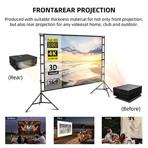 11-Foot Projector Screen and Stand,150 inch Indoor Outdoor Projection ...