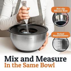 Priority Chef Stainless Steel Mixing Bowls with Lids Set, 3 Grater Attachments, Airtight Lids, Non-Slip Silicone Base Mixing Bowl Set, Large Prep Metal Mixing Bowls for Kitchen, Black - Color Black