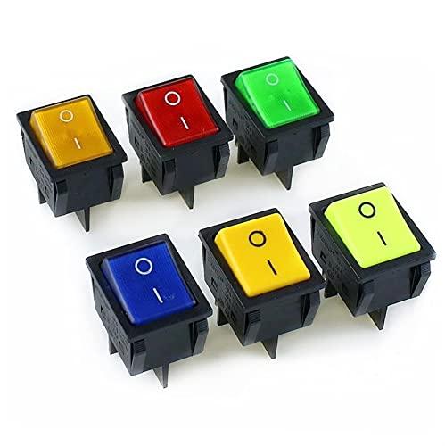 ZLAST Gran Corriente KCD4 Luz LED Iluminada DPST ON-Off 4Pin Snap En ...