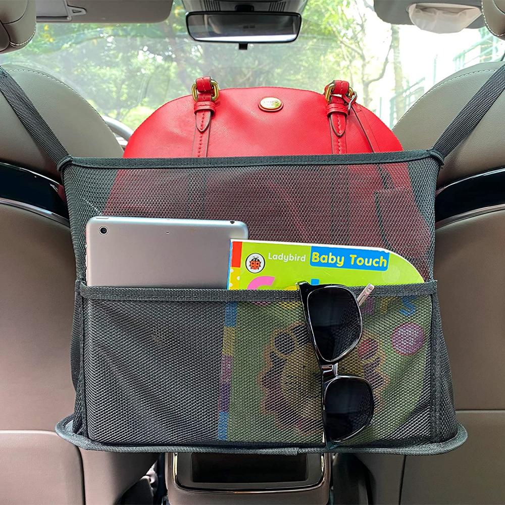 Bolsa de bolsillo para el coche, soporte para bolso de coche entre  asientos, organizador de malla para asiento trasero de coche, soporte de  malla para