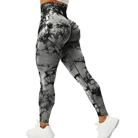Rugkey Leggings Scrunch con levantamiento de glúteos para mujer, teñido  anudado, cintura alta, pantalones de yoga