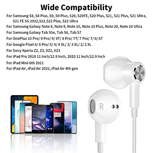 Auriculares con cable tipo C para Samsung Galaxy S22/S21/S20 FE/Note 20/10,  cascos con bajos, micrófono para música, deporte, juegos y Deporte