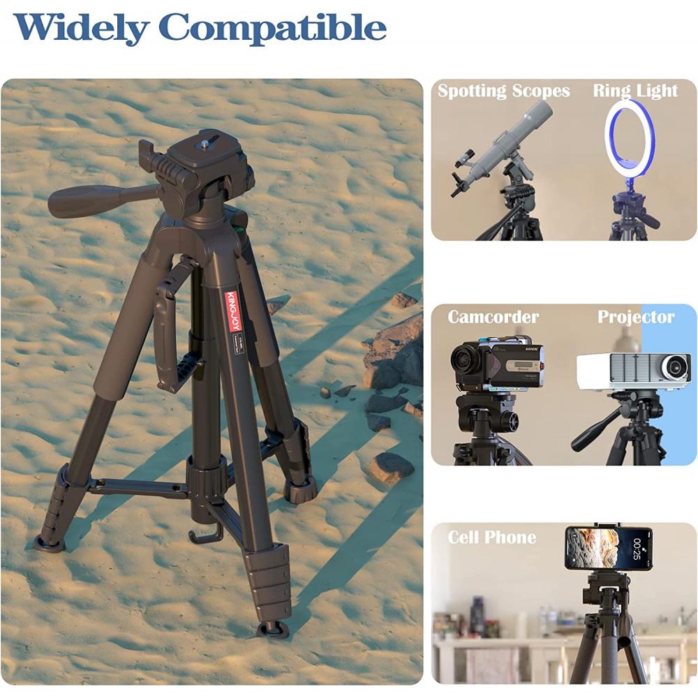 KINGJOY Trípode de cámara de 75 pulgadas para teléfono celular Canon Nikon,  trípode alto con bolsa de viaje inalámbrica remota, soporte para tableta