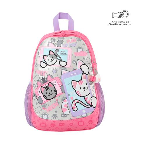 Mochila Bomper Selfie Cat Talla M Con Rodos Color Rosa Totto