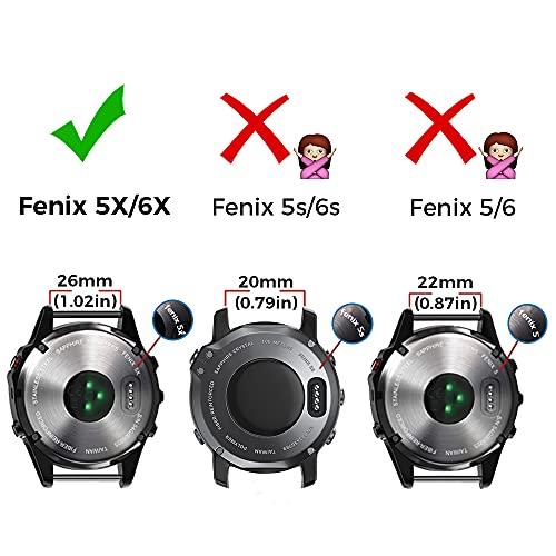 Onewly Correa compatible con Garmin Fenix 6X Pro, 26 mm de ancho, elegante  correa de reloj de cuerda de liberación rápida para Garmin Fexni 7X/Fenix 6X /Fenix 6X Pro/Fenix 5X/Fenix 5X Plus/Fenix 3/3