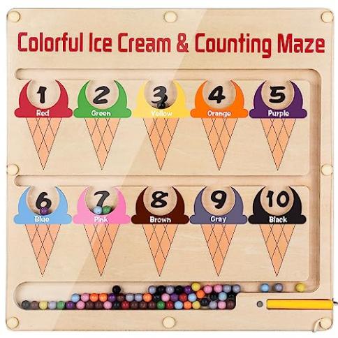 Juguetes Montessori 3 en 1 para niños de más de 3 años, laberinto magnético  educativo de color y números, juego de conteo de clasificación de formas